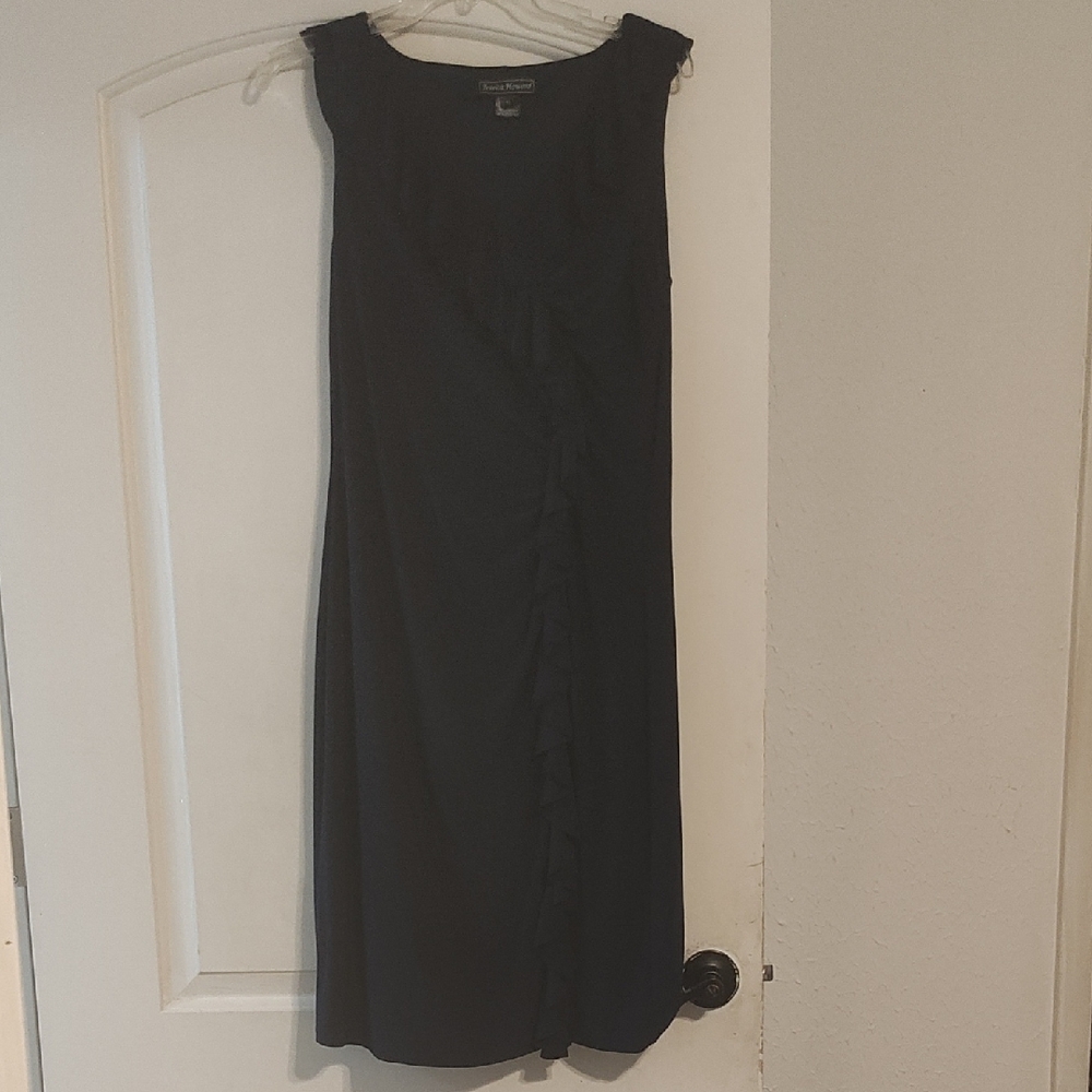 Jessica Howard Navy Midi Dress with Ruffle Accent